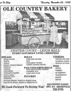 Ole Country Bakery at Leigh Mall Nov. 26, 1992