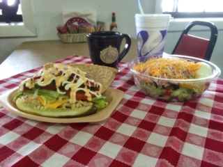 Deli sandwich and salad